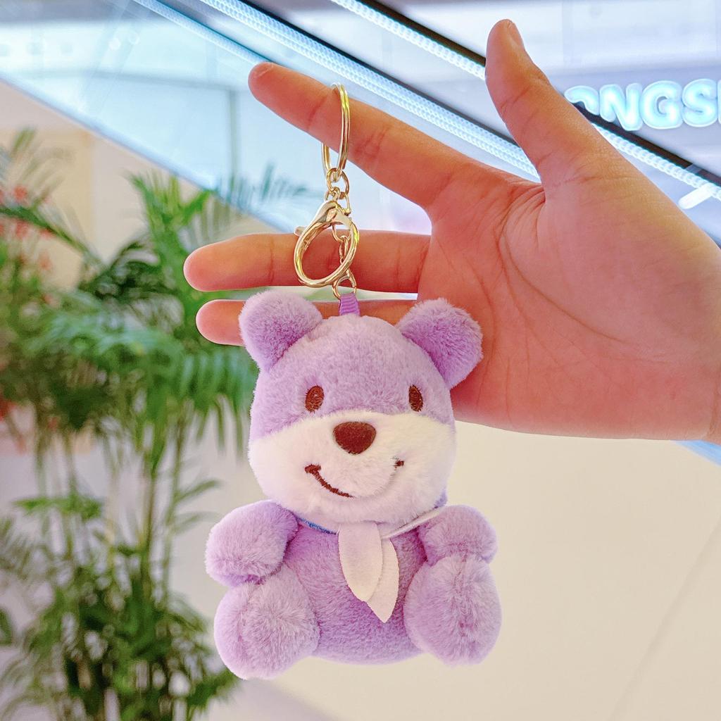 Navy Bear Plush Keychain Charm