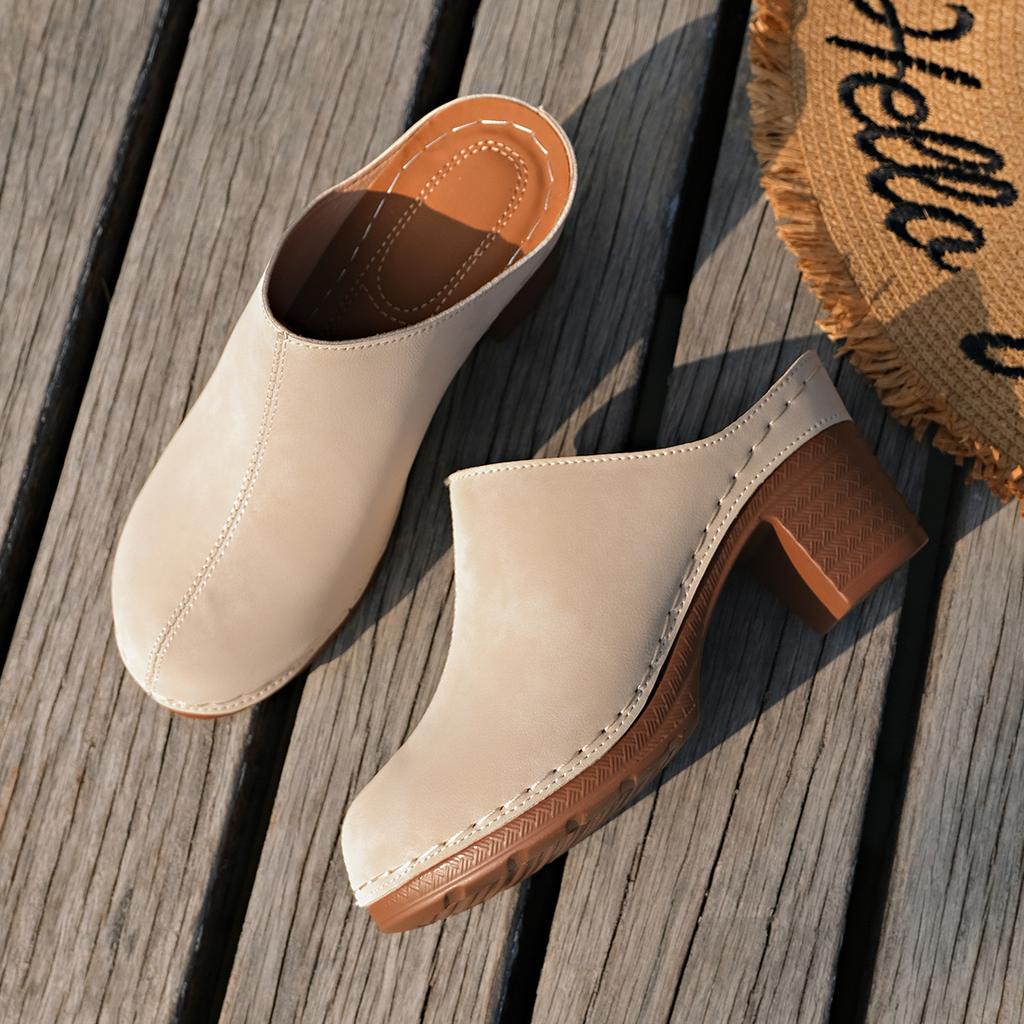 Gepolsterte Damen Sandalen Stilvolle Damen Mules mit Keilabsatz und Blumenmuster Hohl geschnittenes Obermaterial für Sommer Straßenfeste Herbstveranstaltungen