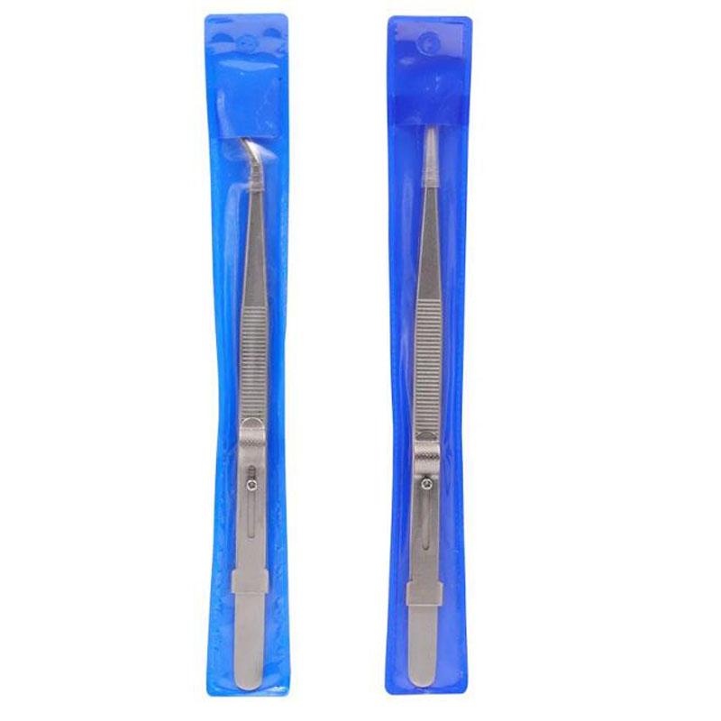 Stainless Steel Precision Tweezers Adjustable Slide Lock Antistatic Jewelry Eyebrow Craft For Electronic Component Repair Tools