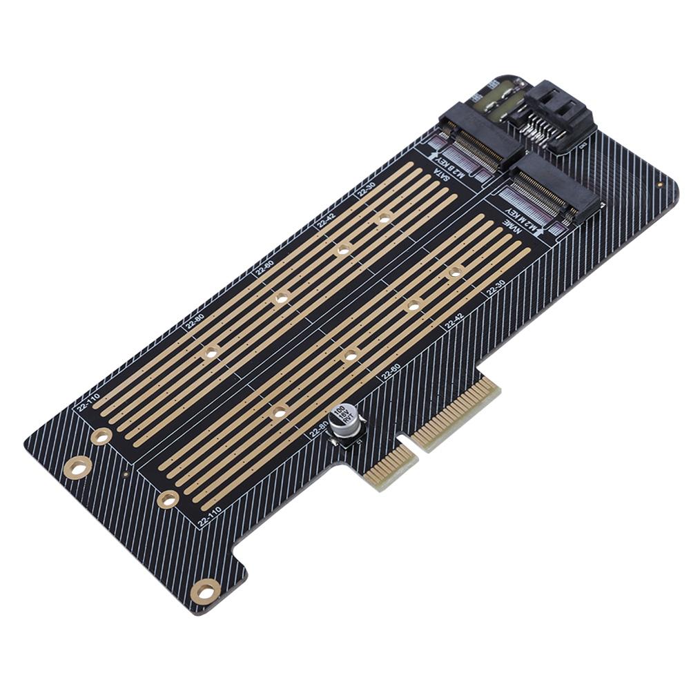 M.2 NVMe SSD NGFF To PCIE X4 Converter Adapter Card M Key B Key Dual Port