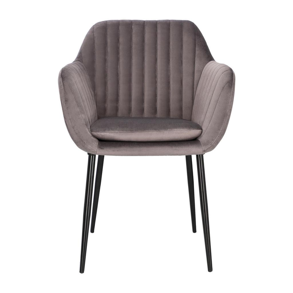 Emilia Velvet UPHOLSTERED CHAIR, dark gray, METAL LEGS