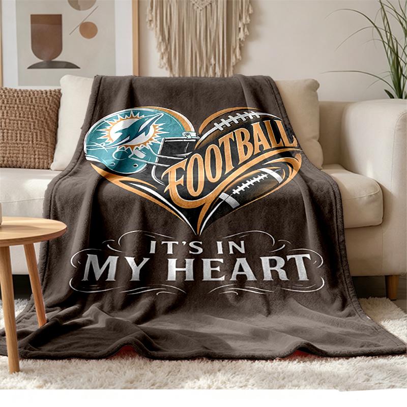 Miami Dolphins Soft and Comfortable Flannel Suitable for Sofas Living Rooms Outdoor Camping Travel and Also Makes a Great Anniversary Gif