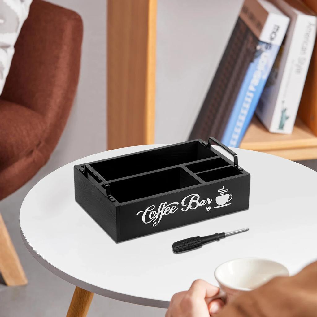 Wooden Coffee Rack Portable Desktop Tea Coffee Bean Storage Organizer Vintage Coffee Storage Holder Home Coffee Accessories