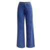Damen Jeans mit hoher Taille und gewaschener Optik, modische, vielseitige Hose mit geradem Bein