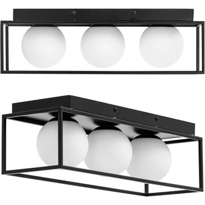 Modern Ceiling Lamp, 3-bulb E9, Glass Balls In a Frame