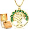 Gold Necklace 925 Large Tree of Life Engraving