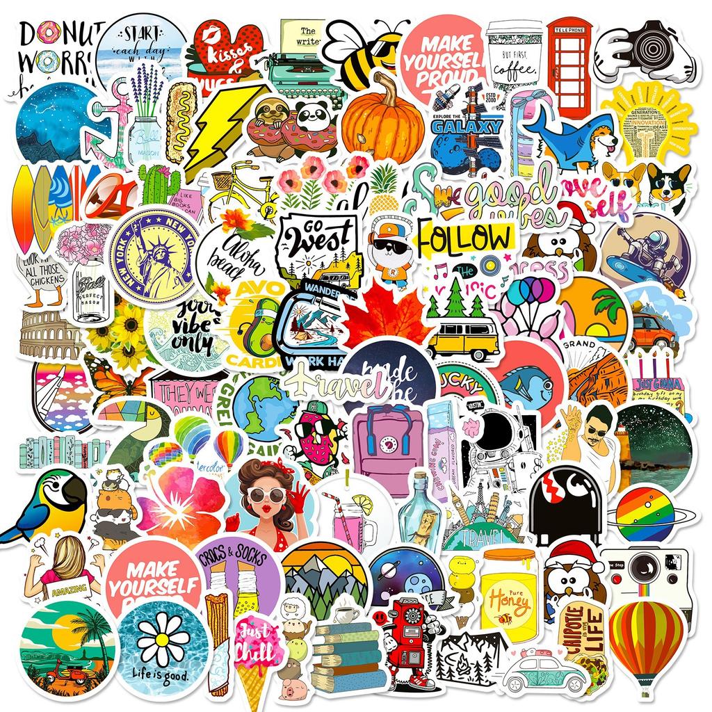 Graffiti Samolepky 100 Barevný Mix-match Americký Vodotěsný Skateboard Kufr Notebook