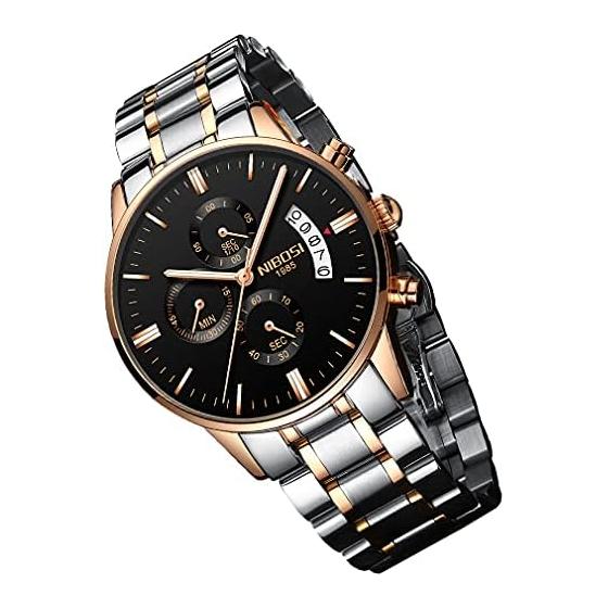 Watch Men's Arm Watch Big Face Chronograph Business Brand Analog Stylish Casual Metal Band Stainless Steel Gentleman Men's Date Fluorescent Luxury