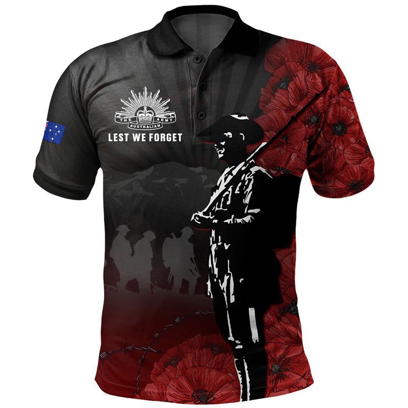 Anzac Day Men's Polo Shirt - Short Sleeve Lapel Golf Tee 2025