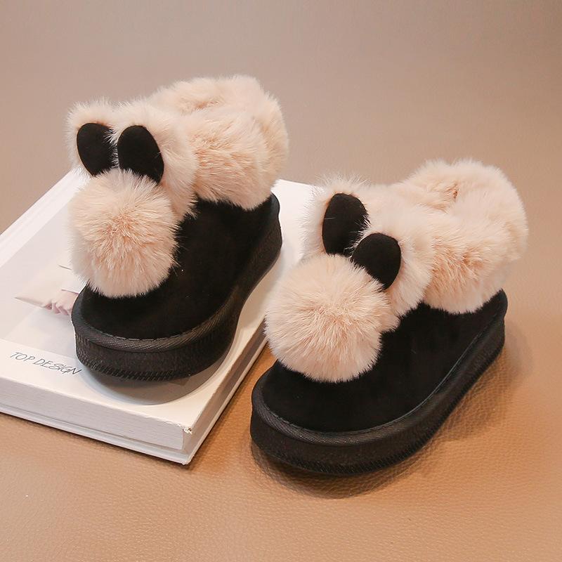 Girls' Snow-resistant Snow Boots Large Cotton Warm Short Boots Plus Velvet and Thick Cotton Boots