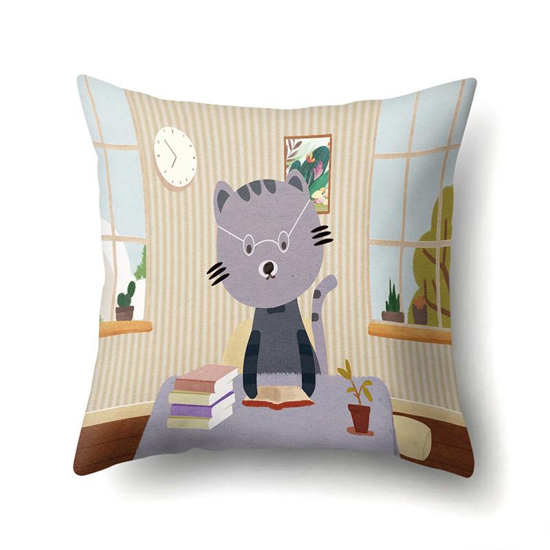 Polyester Pillowcase Cartoon Printed Animal Peach Leather Velvet Pillowcase Waist Cover Car Waist Cushion Cover