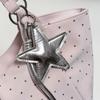 Vintage Frosted Tote Bag Casual Students Purse Large Capacity Shoulder Bag Polka Dot Drawstring Zipper Handbag with Star Pendant