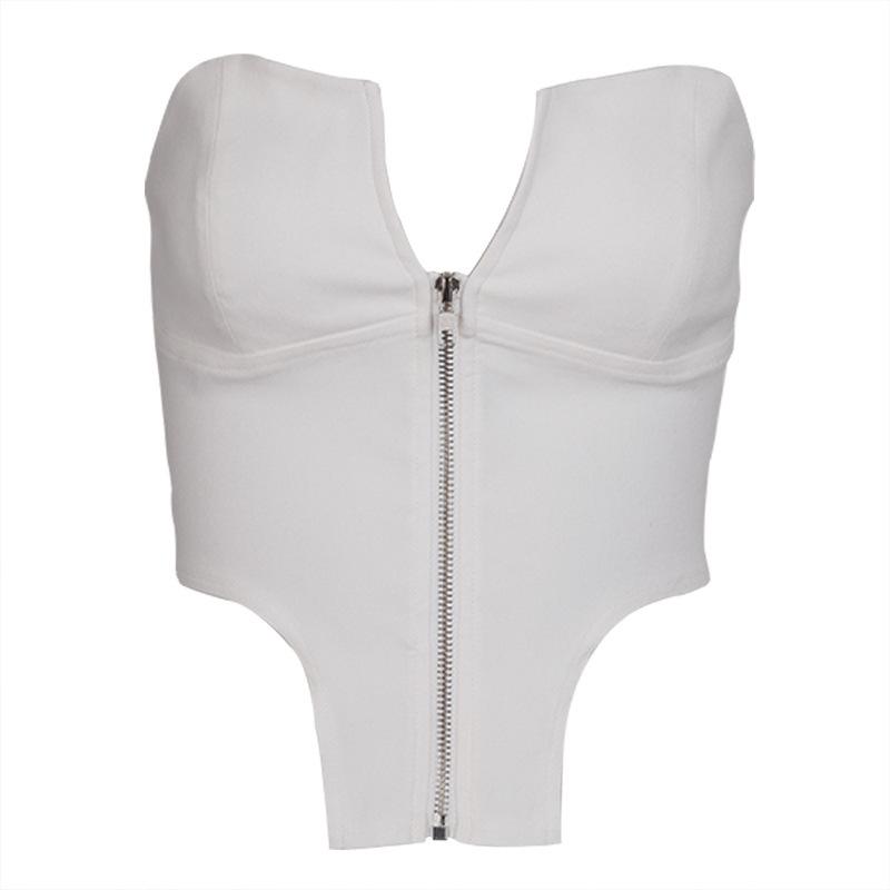 European & American 2020 Summer Women's Sexy Slim-Fit Strapless Zipper Top