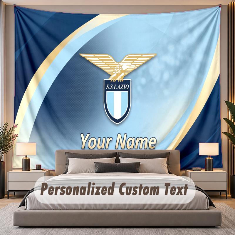 Custom Name Text Tapestry Lazio FC Personalized Polyester Wall Tapestry For Bedroom And Room