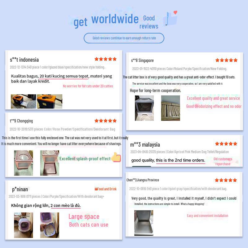 Extra-Große Geschlossene Katzentoilette: Geruchsdichtes, schubladenartiges, faltbares und spritzwassergeschütztes Design