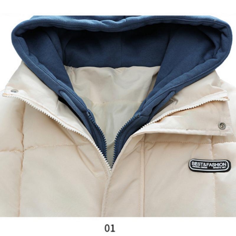 Fake Two Winter New Warm Cotton Clothes Couple Clothes Korean Version Thickened Hooded College Cotton-padded Clothes