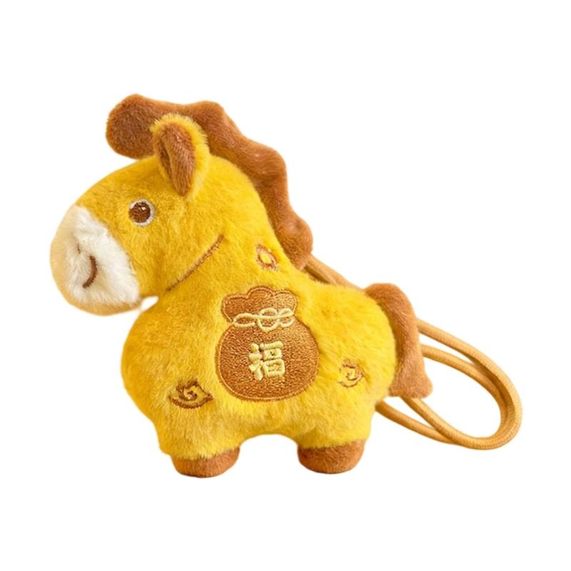 Lucky Horse Year Plush Keychain Pendant Decoration Soft Hanging Toy For Bag Car Keys Accessories