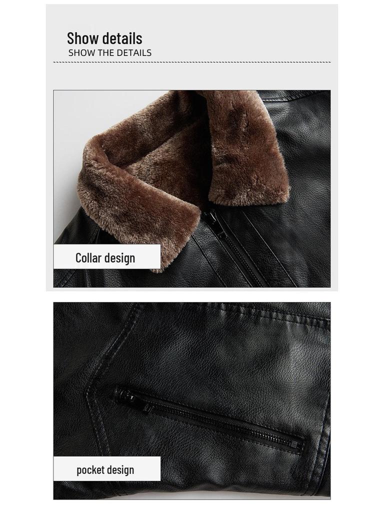 Nouvelle veste épaisse en daim pour homme - Automne/Hiver Cuir PU Décontracté d'affaires, Manteau à col carré Tendance