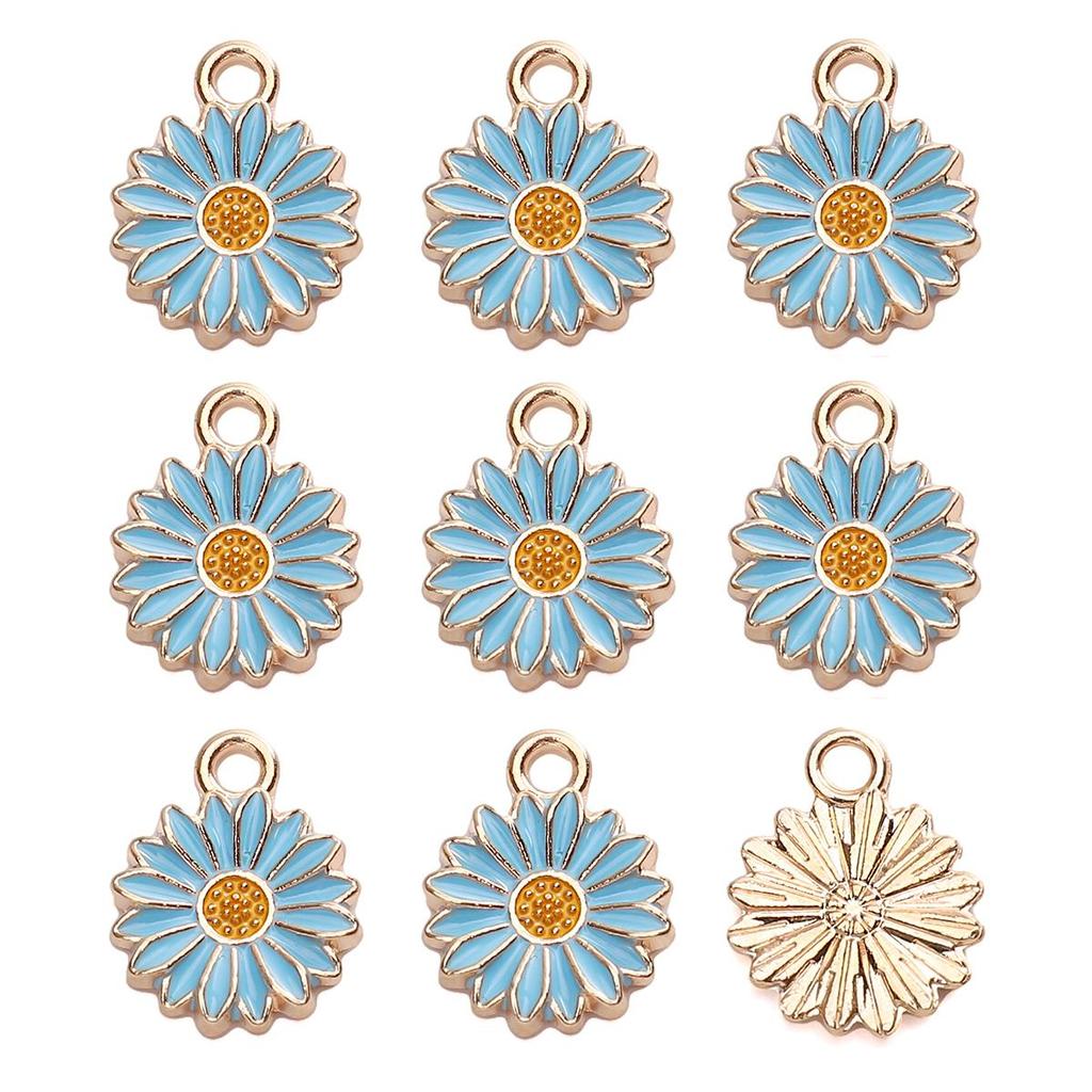 5Pcs 13/16mm Pick Color Flowers Copper Alloy Pendants For Jewelry Component Making DIY Necklace Bracelet Earring