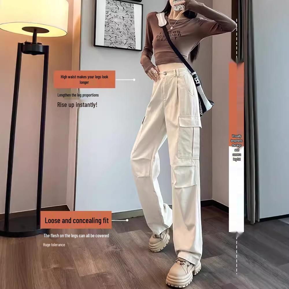 Women's High Waist Cargo Pants - Straight & Wide Leg Options for Spring/Autumn Climbing and Sports.