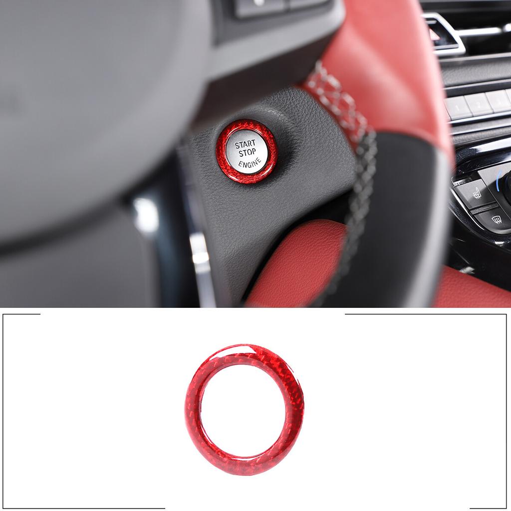 Red Carbon Engine Start/Stop Push Button Trim Ring For Toyota Supra A90 19-24