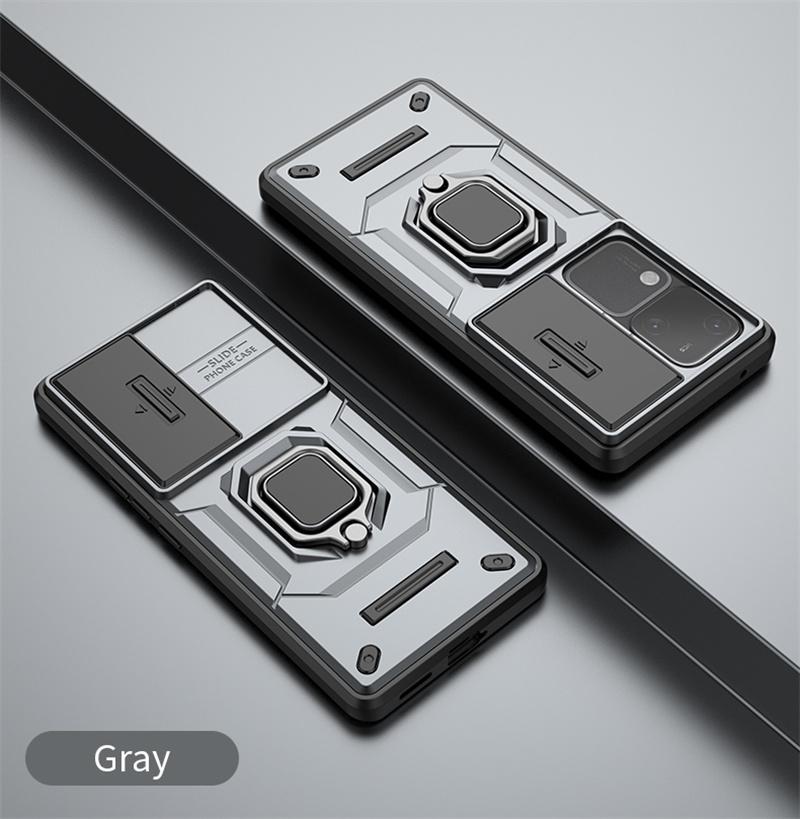 

Бронированный противоударный чехол для Vivo V30 Pro, защитный чехол, кольцо, магнитный автомобильный держатель, бизнес, полная защита For Vivo V30 серый