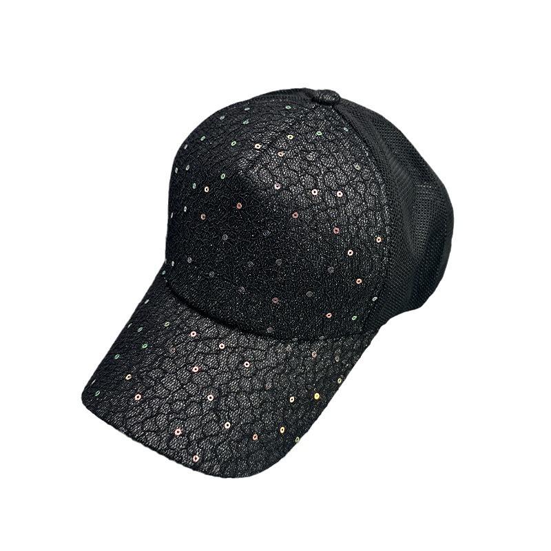 Sequins Solid Color Baseball Cap Ladies Mesh Shade Outdoor Leisure Travel Fashion Network Hat