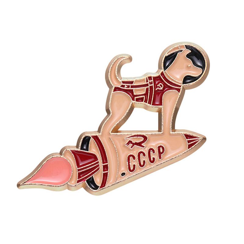 

CCCP Soviet Laika The Russian Space Dog Enamel Pins First Space Dog Souvenir Brooches Lapel Badge Jewelry Gifts for Friends