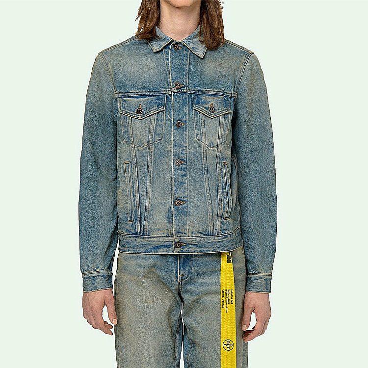 Giacca di Jeans con Nastro Aeroportuale OFF WHITE OMYE005S203860037388