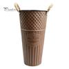 Retro Style Metal Flower Pot Vintage Buckets, Rustic Vases with Handles, Floral Containers, Wide Balcony Arrangement Holder Mouth Plant Display