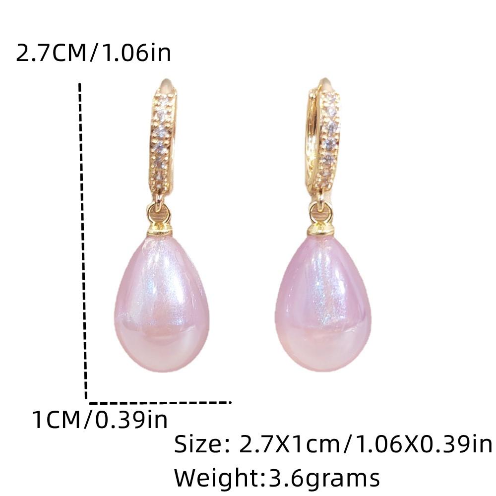 New Shiny Purple Drop Shape Imitation Pearls Dangle Earrings for Women Fashion Zircon Earring Jewelry Wedding Accessories