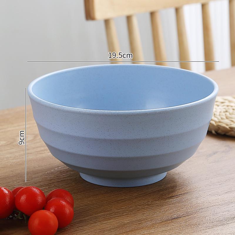 Eco-friendly Wheat Straw Rice & Salad Bowl Set - Reusable, Versatile & Durable Plastic Bowls for Instant Noodles, Rice, or Salad.