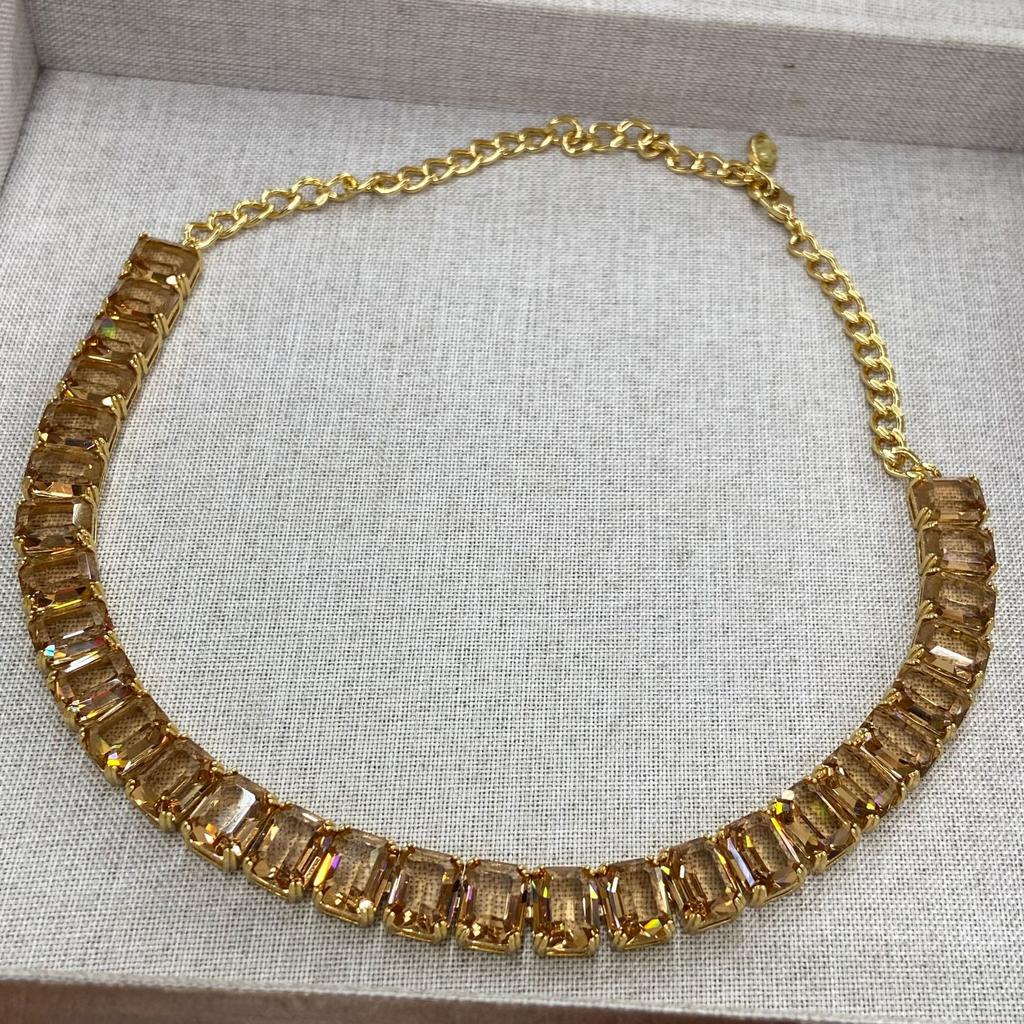 Temperament Geometric Square Design Crystal Niche Unique Charm Necklace Jewelry Fashion Versatile Bracelet Set