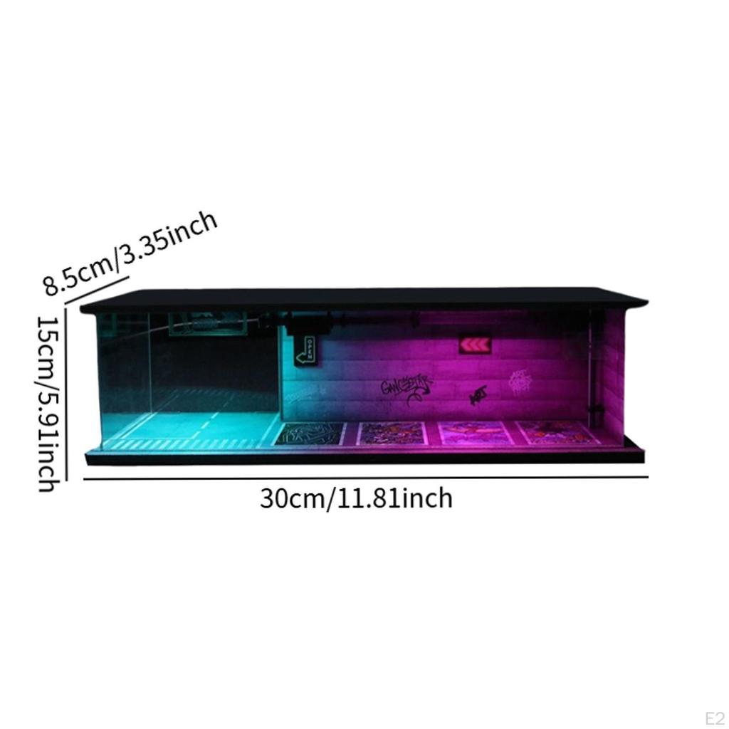 1/64 Car Garage Model Display Case with Light Cover Showcase Scene DIY Parking for