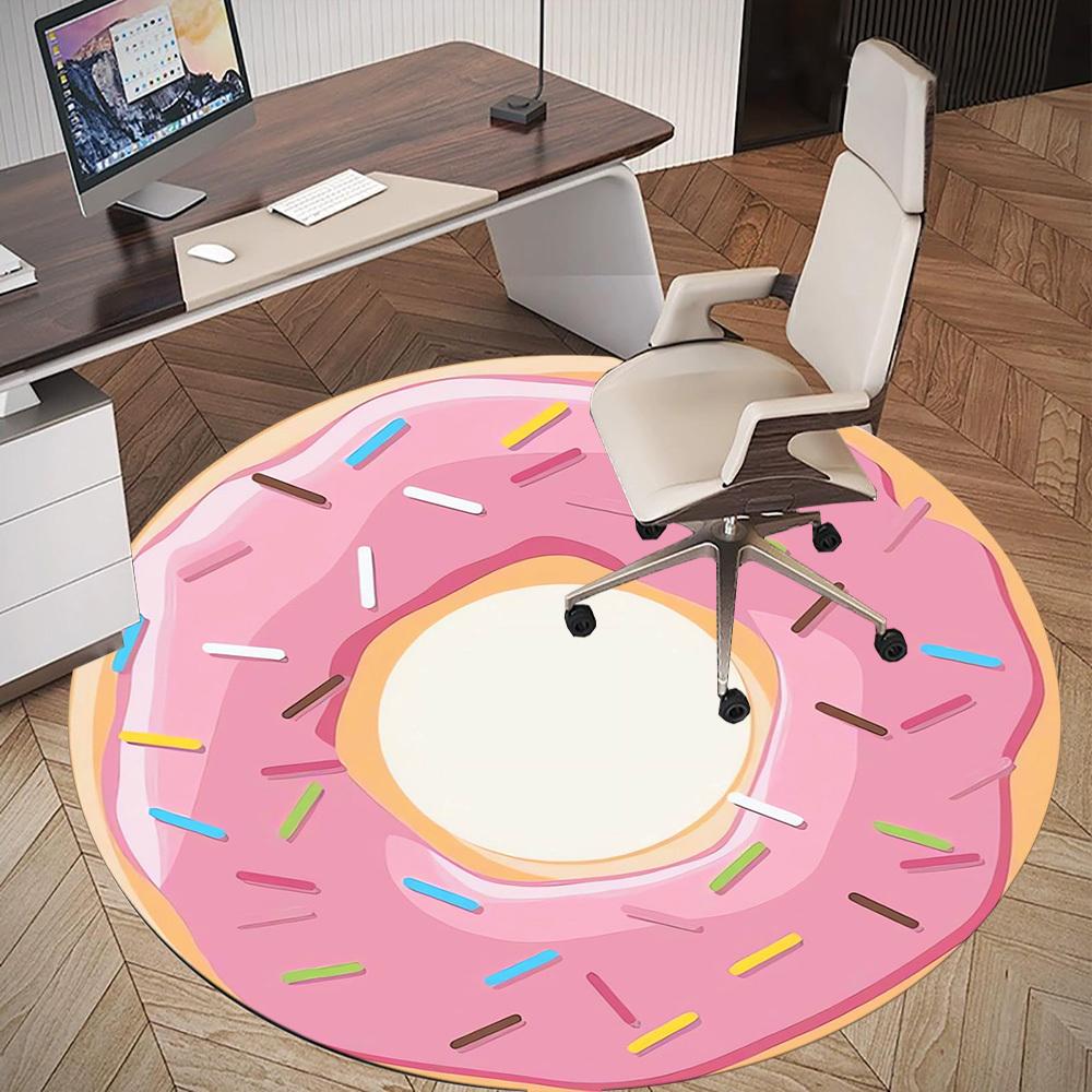 1pc Donut Round Chair mat Area Rug - Non-Slip, Floor Mat for Office, Bedroom, home decor Christmas Gift p0811302