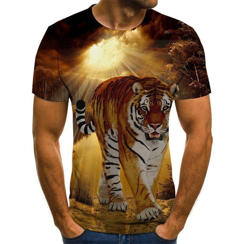 Birds Tiger Animals 3D Print T-Shirts Men Women Casual Short Sleeve Hip Hop T Shirt
