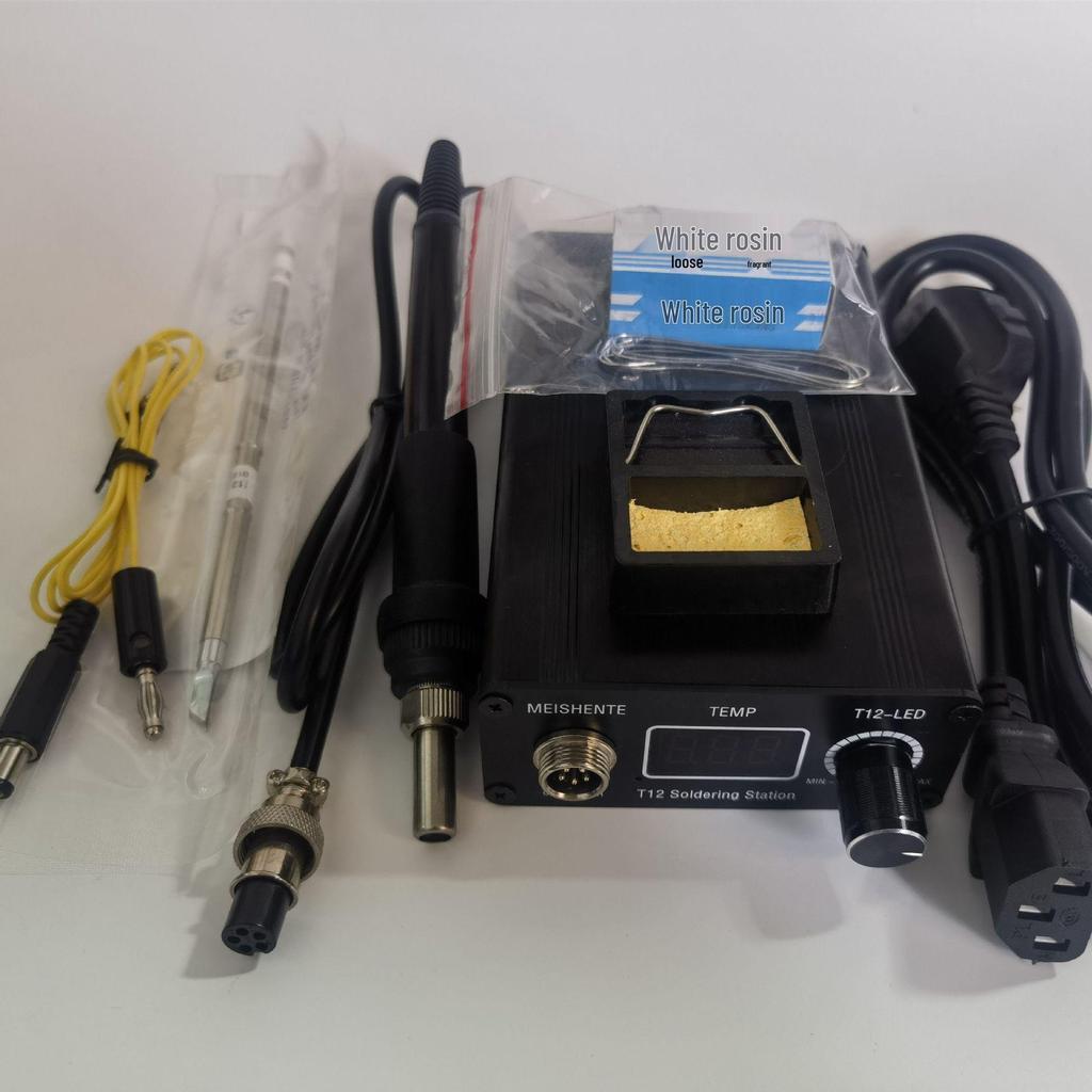 T12 Soldering Station: High-Power Digital Electric Iron with Adjustable Temperature, Sleep Mode, and Cabbage White Light, Featuring T12 Soldering Tip.