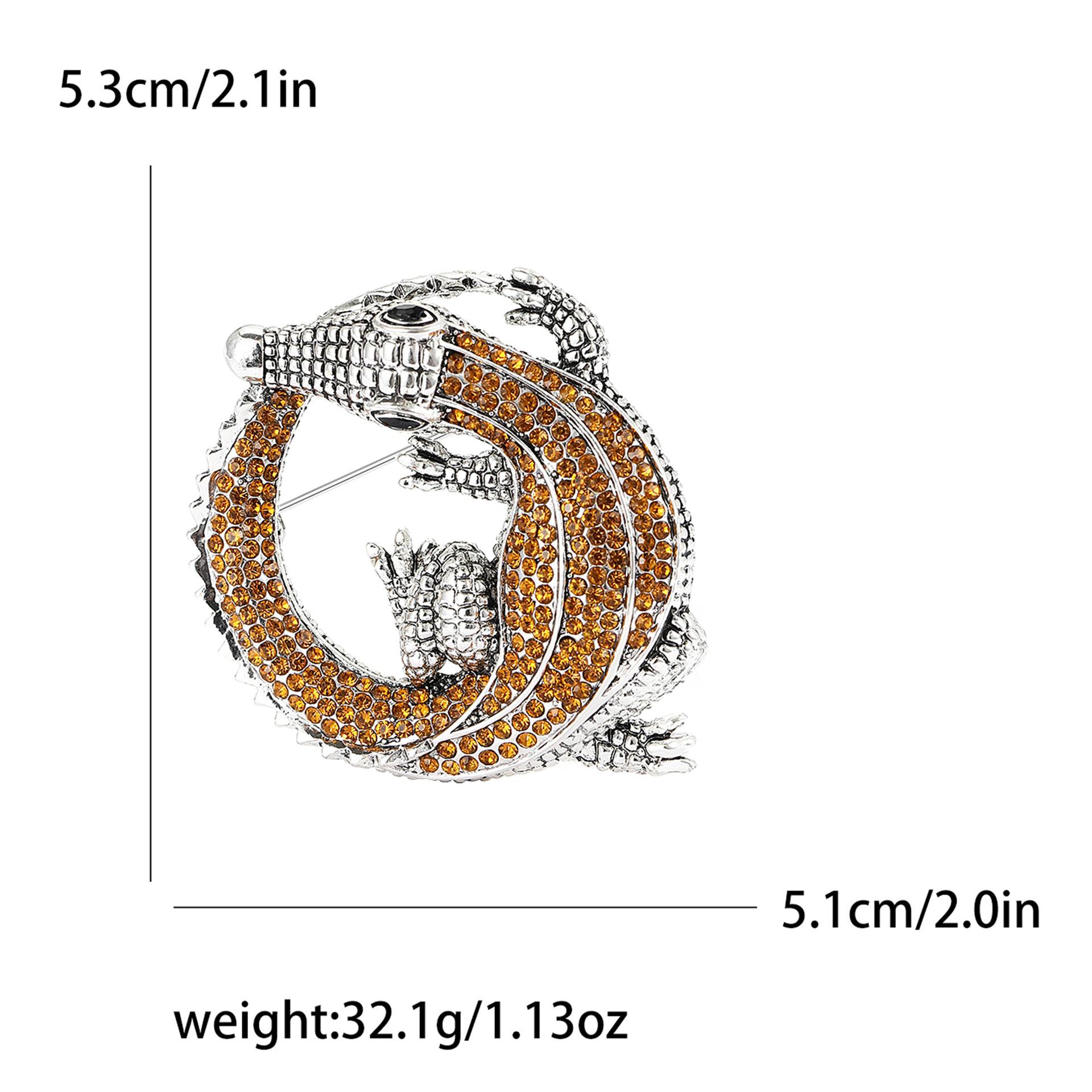 Креативный сплав горный хрусталь большая крокодиловая брошь модный тренд мужской костюм пальто корсаж аксессуары Pin Now