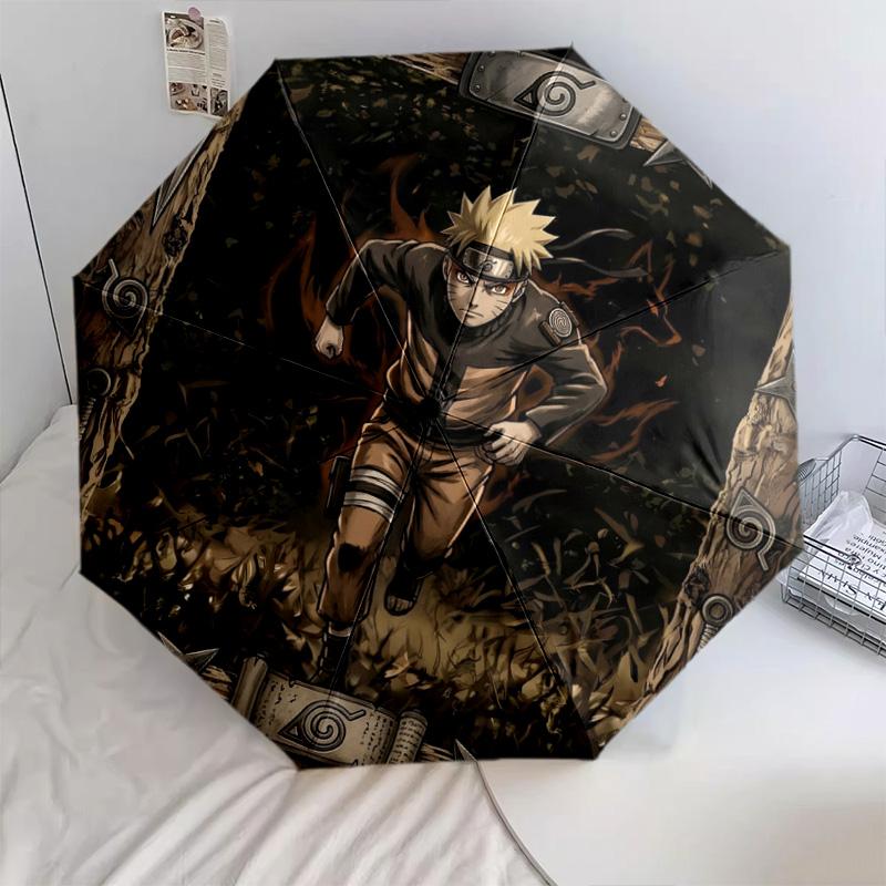 1 Stück Automatischer Faltregenschirm - Naruto Feuerbestimmungsmuster Tragbares faltbares Design Mit 8 Speichen Weihnachts-Geburtstagsgeschenke