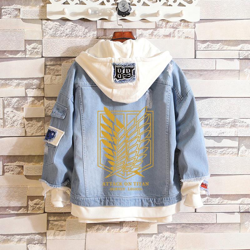 Attack On Titan: Eren, Mikasa, Levi Survey Corps Casual Denim Jacket (Unisex)