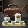 Travel tea set Convenient outdoor ceramic Ru kiln Kuaike cup set Business event souvenir