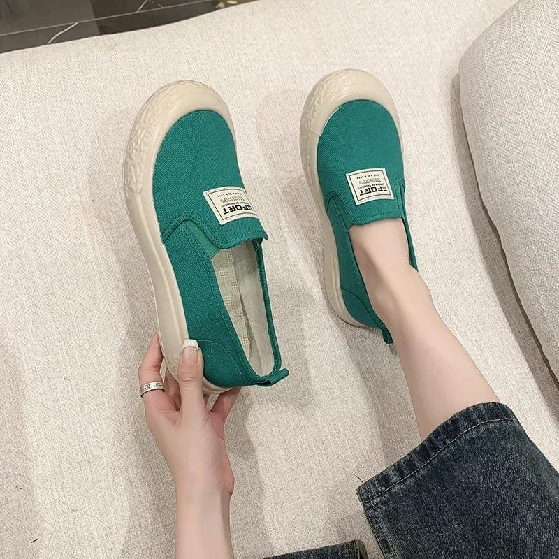 Chaussures en Toile Tendance Pour Femmes Coupe Basse Chaussures de Planche Populaires PVC Bout Rond Chaussures Reversées Femme Décontracté Splicing Tendance