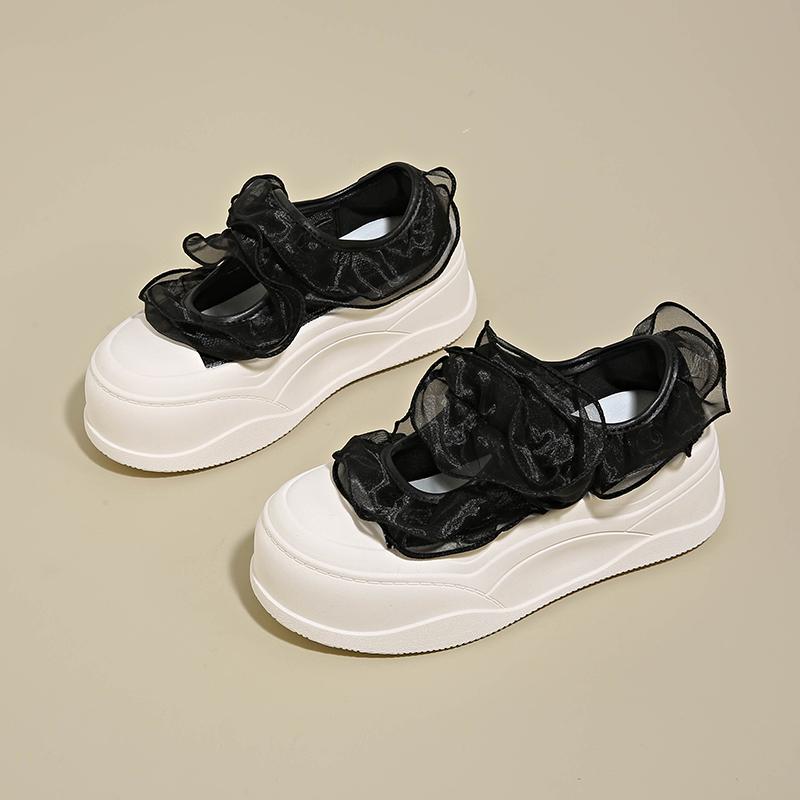 

Модные лоферы CRLAYDK Sweet Lace для женщин, толстая подошва, летние на липучке, для ходьбы, нарядные, слипоны, повседневные, милые туфли на платформе для девочек 40