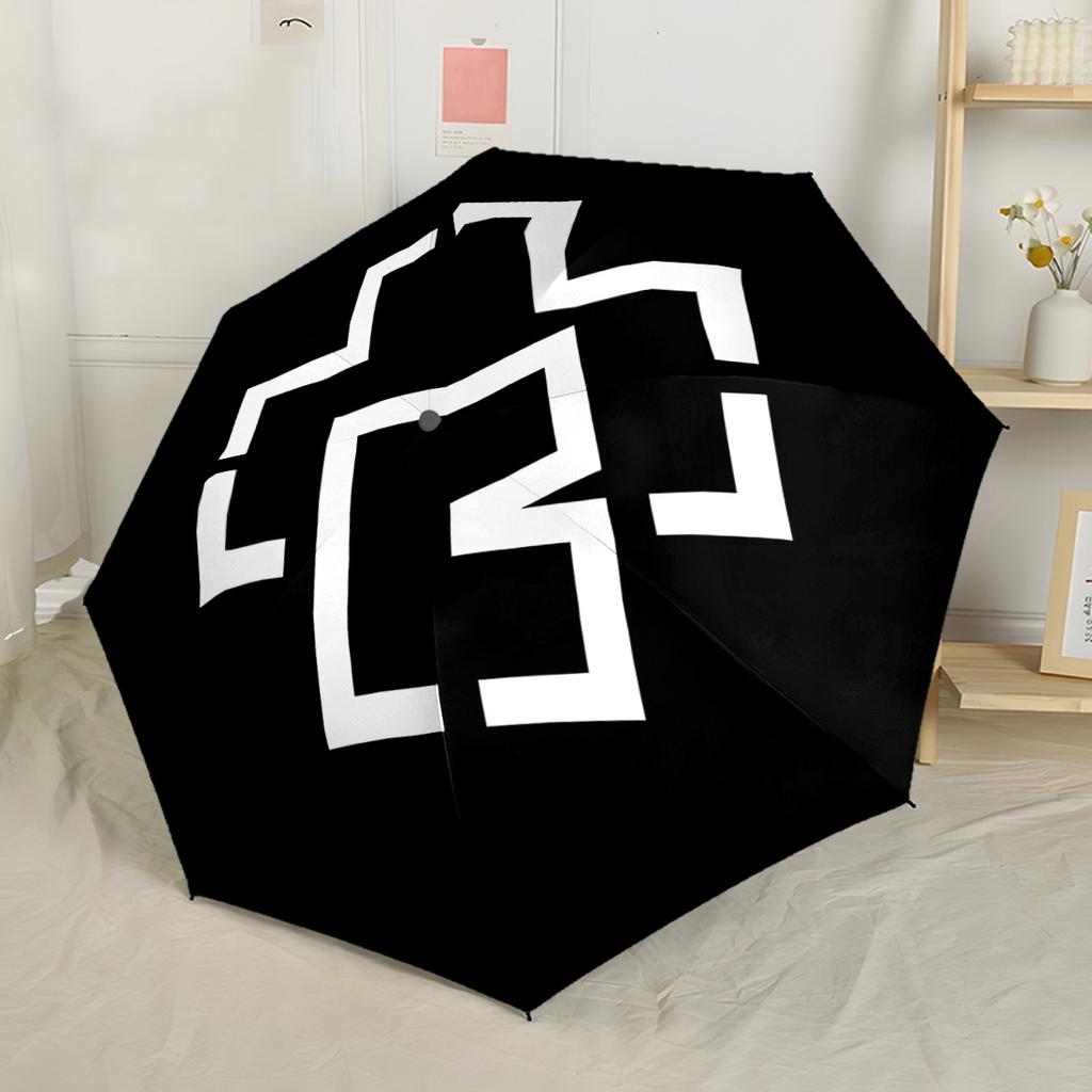 Rammstein Rose Logo Regenschirm Kompakt 8-Rippen-Design Kompaktes Design Reiseutensil Stilvolles Accessoire Am besten für Weihnachten