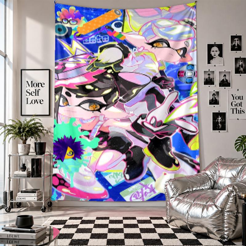 Wall TapestrySplatoon Art Hanging Cloth Decorative Background Cover for Room Decoration
