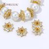 2/4/6Pcs 18K Gold Plated Zircon Beads Caps For Jewelry Making,Round Caps For Beads,DIY Bracelets&Necklaces Accessories