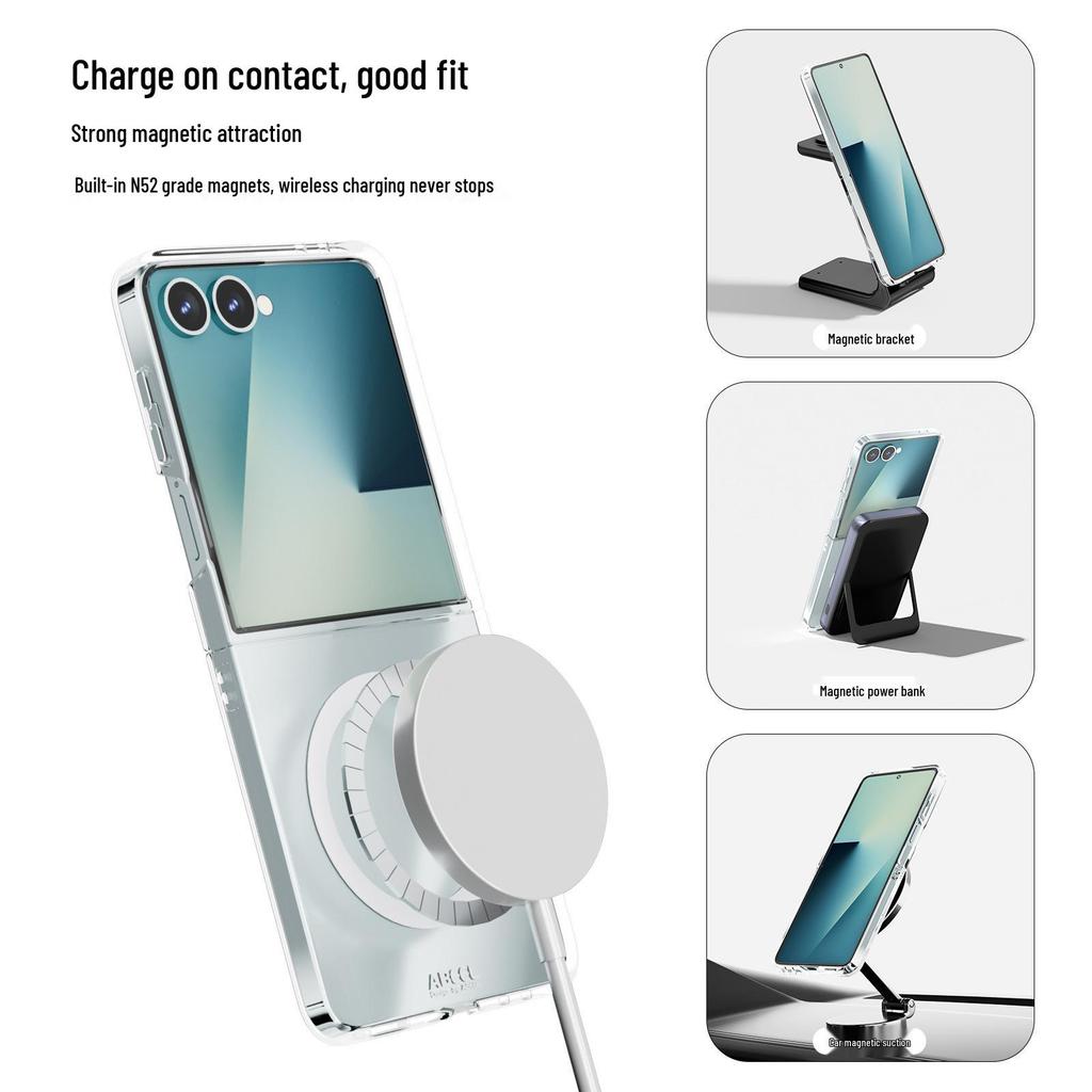 Průhledné magnetické pevné pouzdro pro Samsung Z Flip4/5/6/7