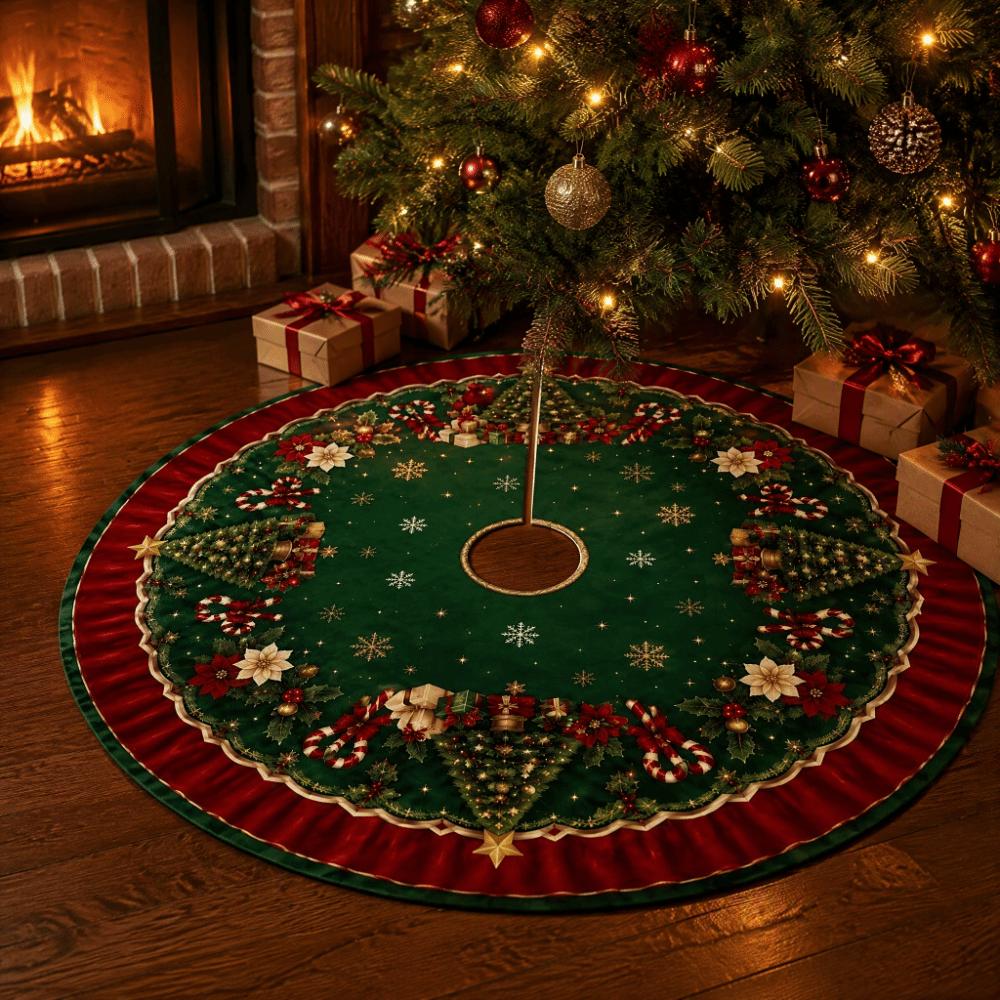 Large Size Christmas Tree Mat Round Xmas Tree Foot Cover Snowman Christmas Tree Skirts Indoor