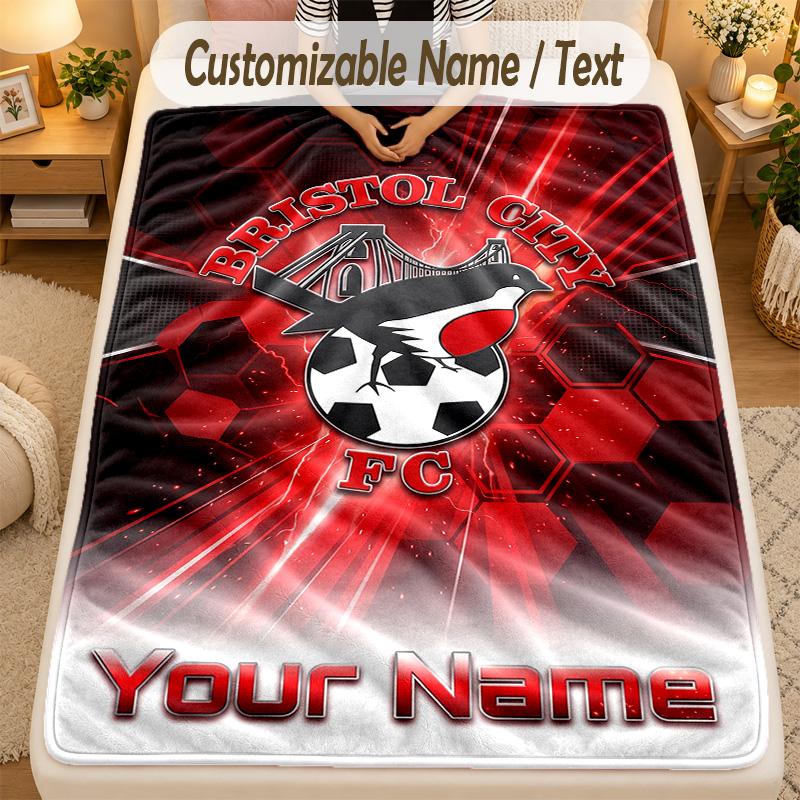 Flannel BlanketBristol City Custom Name Text Personalized Soft Warm Throw Blanket Home Decor Gift