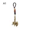 Punk Brass Dragon Head Axe Keychain Lucky Charm Car Key Ring Handmade Rope Vintage Gift For Men Women